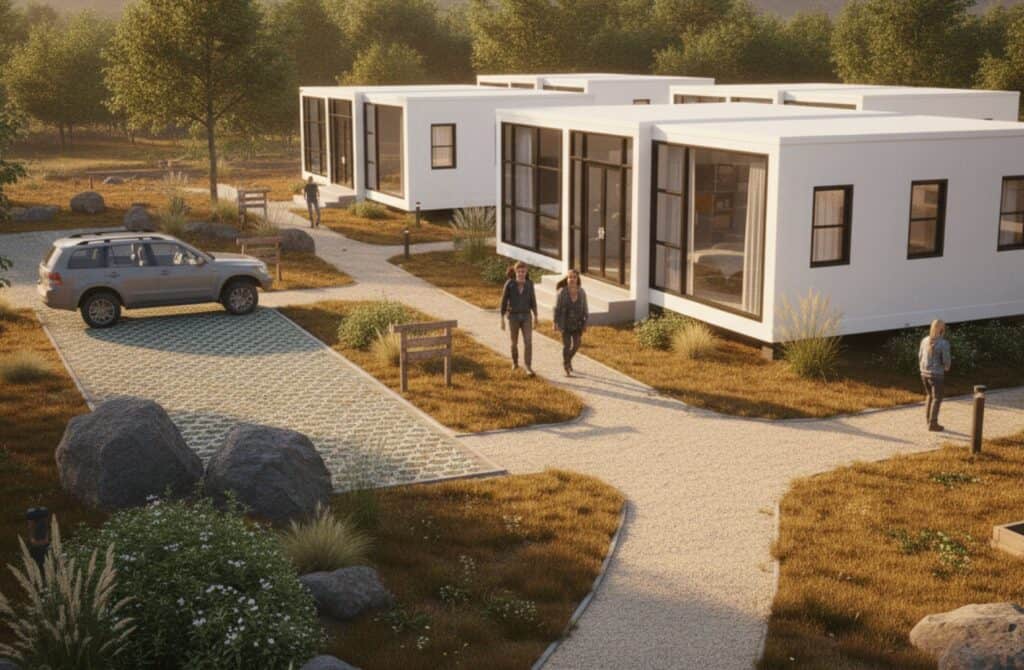 Edificios residenciales modernos en AVITA MX, con diseño innovador y eficiencia energética.